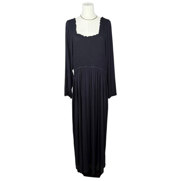 Nordstrom Long Sleeve Maxi W Pockets Smocked Dress Off Shoulder Cottagecore | XL - Picture 2 of 10